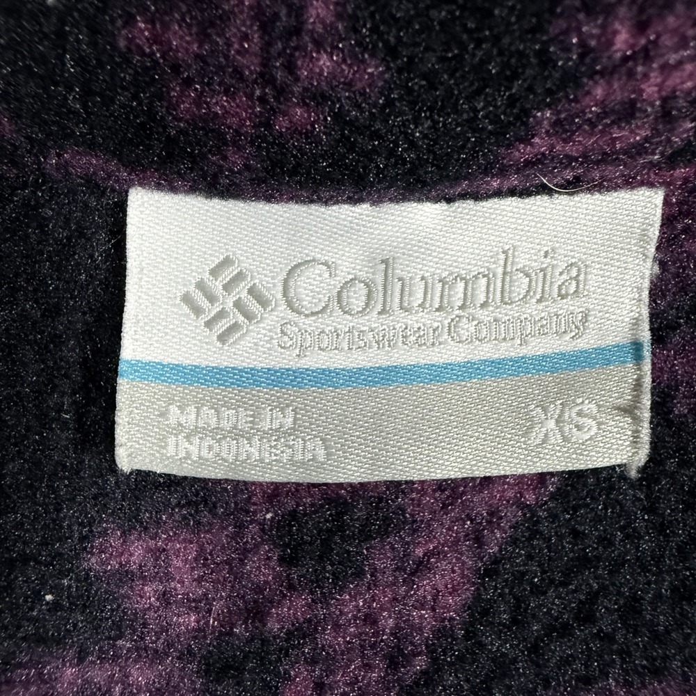 Columbia Womens‎ XS Full Zip Fleece Jacket Purple Black Geometric Aztec Pattern - Picture 4 of 7